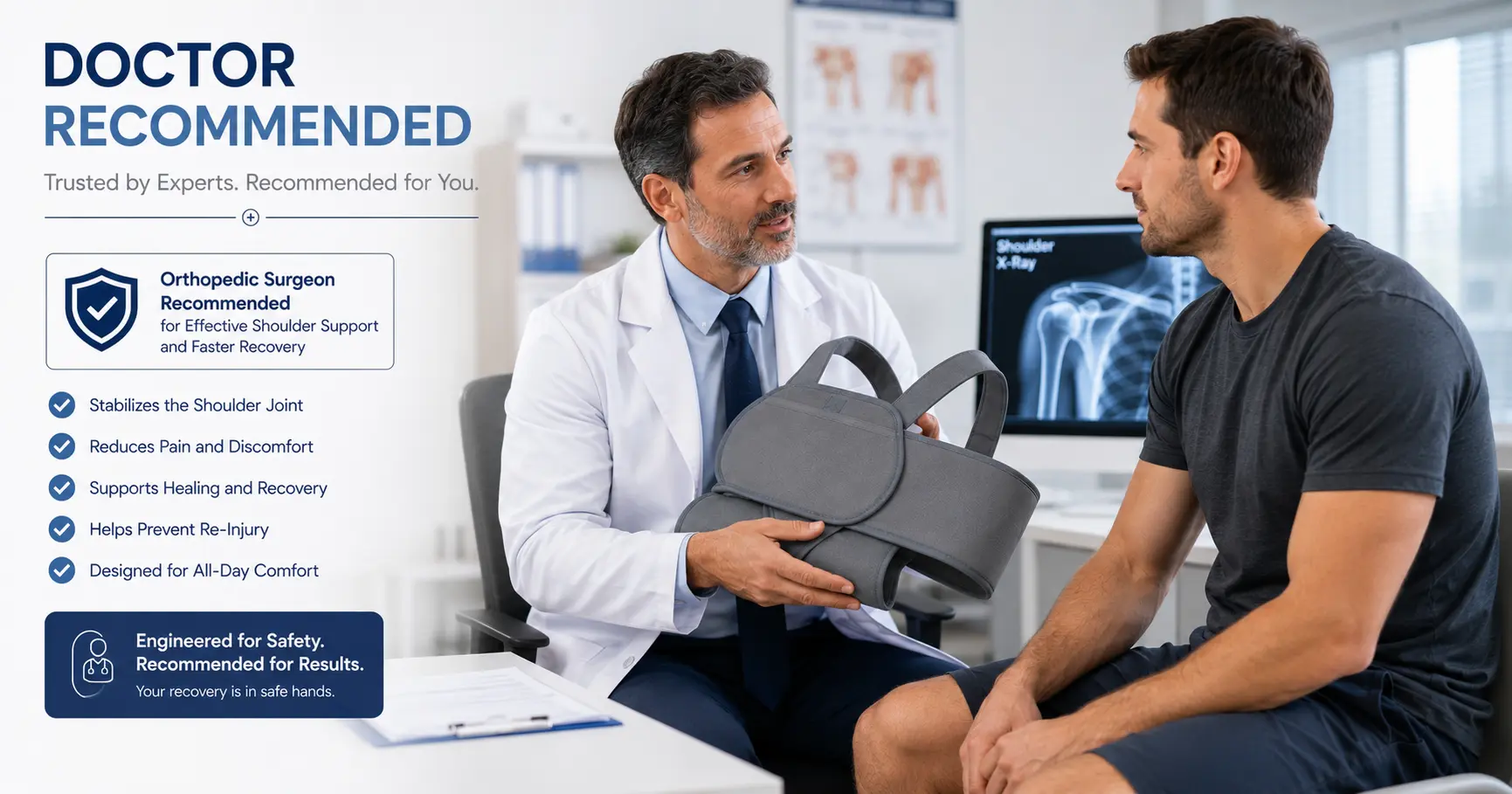 Universal Shoulder Immobilizer for Shoulder Injury Recovery and Post Surgery Support