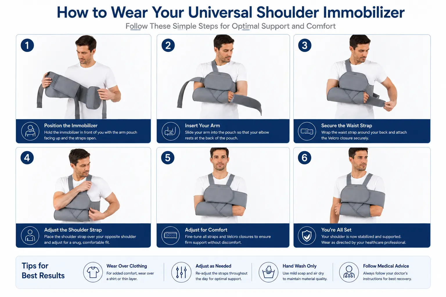 Universal Shoulder Immobilizer for Shoulder Injury Recovery and Post Surgery Support